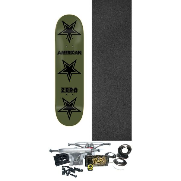 Zero Skateboards American Zero Military Green / Black Skateboard Deck - 8.5" x 32.3" - Complete Skateboard Bundle